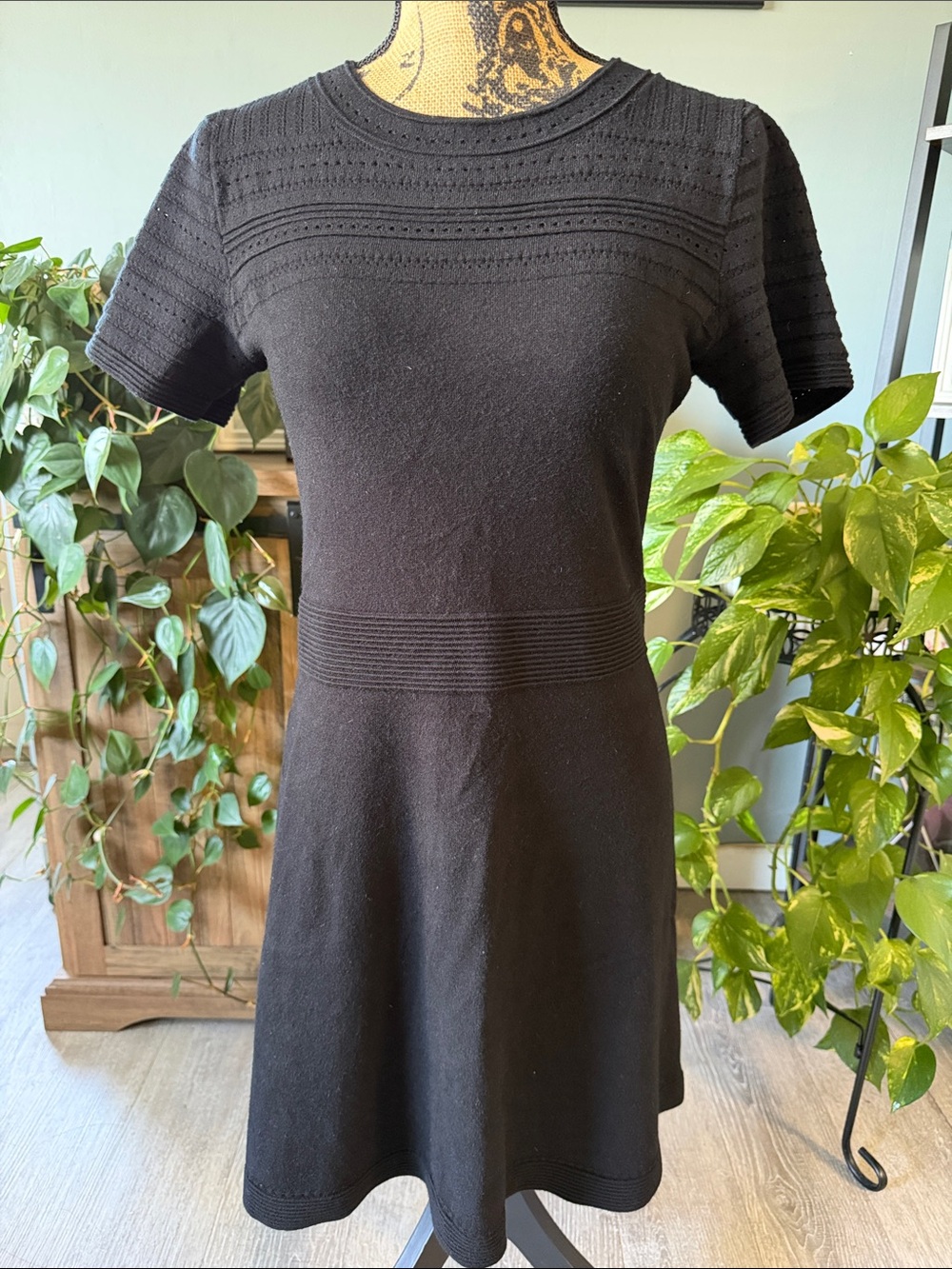 LOFT Short Sleeve Lightweight Black Knit Dress. Size Small.